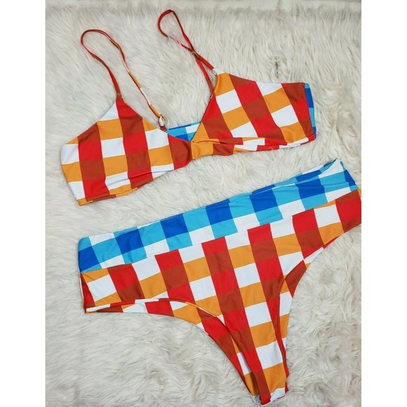 Rosegal Other - Rosegal Womens 4X Plus Size 22 Bikini Reversible High Waisted Multicolor Plaid G